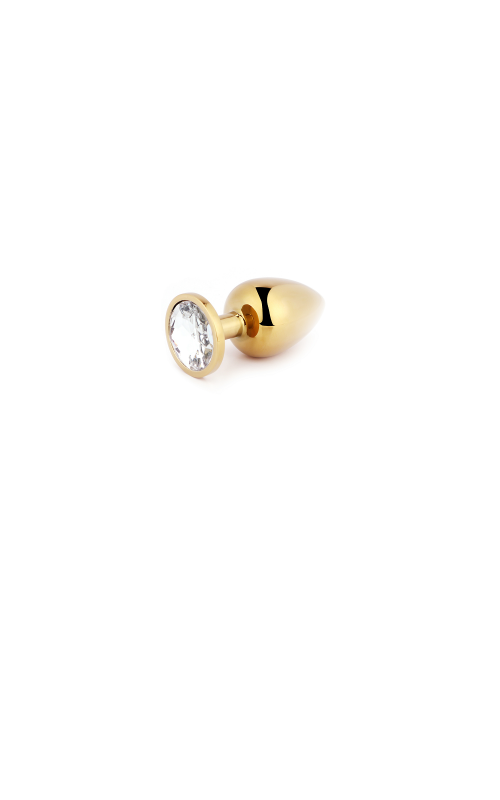 Ophelia's Dream Toys - Gold Metal Anal Plug Silver Rhinestone- Small