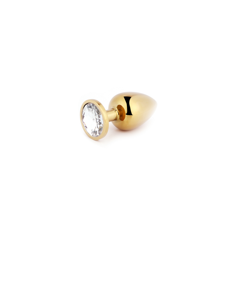 Ophelia's Dream Toys - Gold Metal Anal Plug Silver Rhinestone- Small