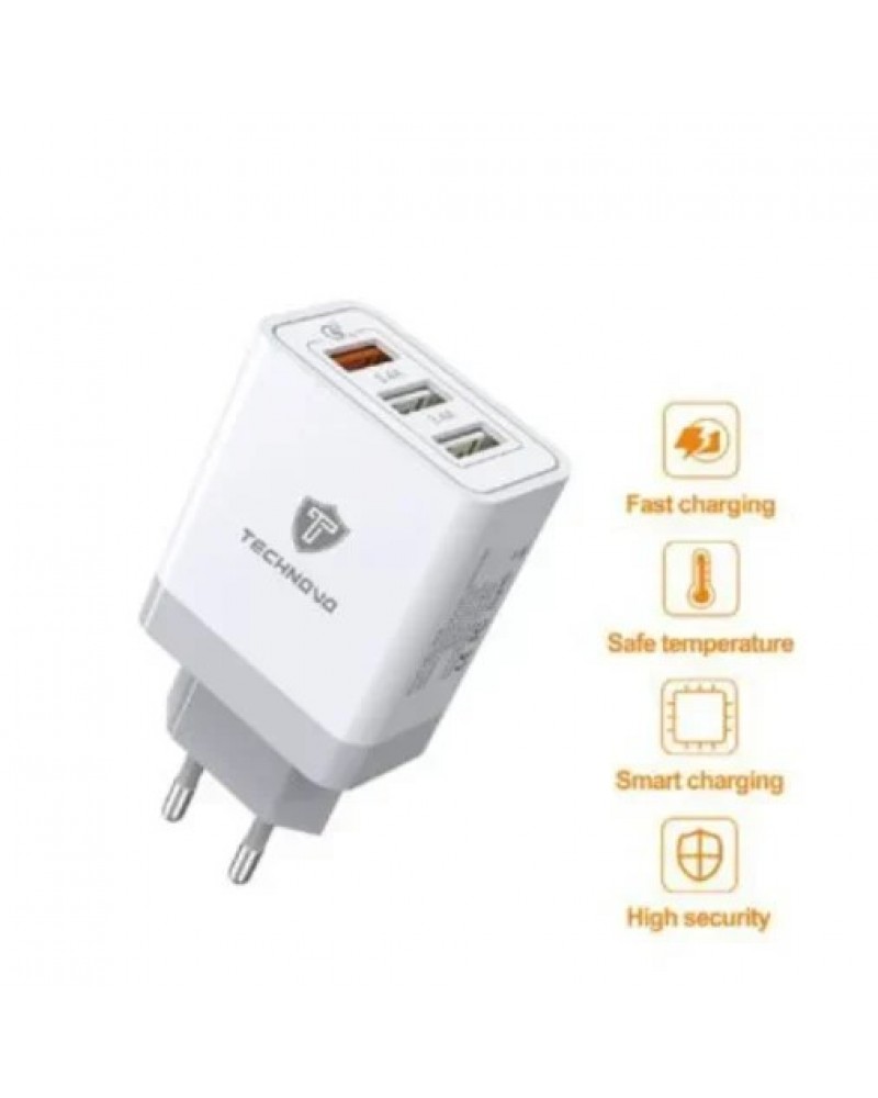 Technovo QC3.0+QC3.4 Φορτιστής Ταξιδιού TN-C021 Technovo QC3.0+QC3.4 Φορτιστής Ταξιδιού TN-C021