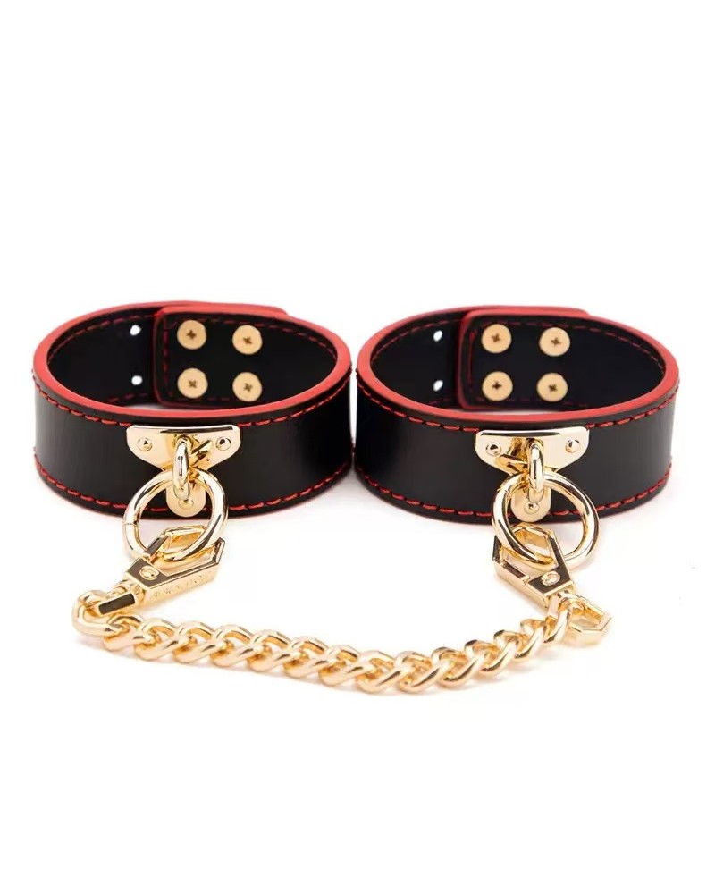 Ophelia's Dream Toys - Black and red leather handcuffs