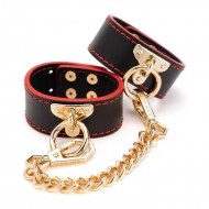 Ophelia's Dream Toys - Black and red leather handcuffs