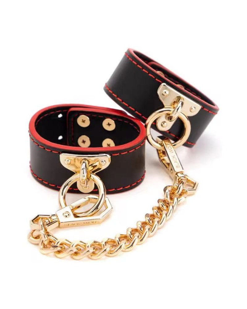 Ophelia's Dream Toys - Black and red leather handcuffs