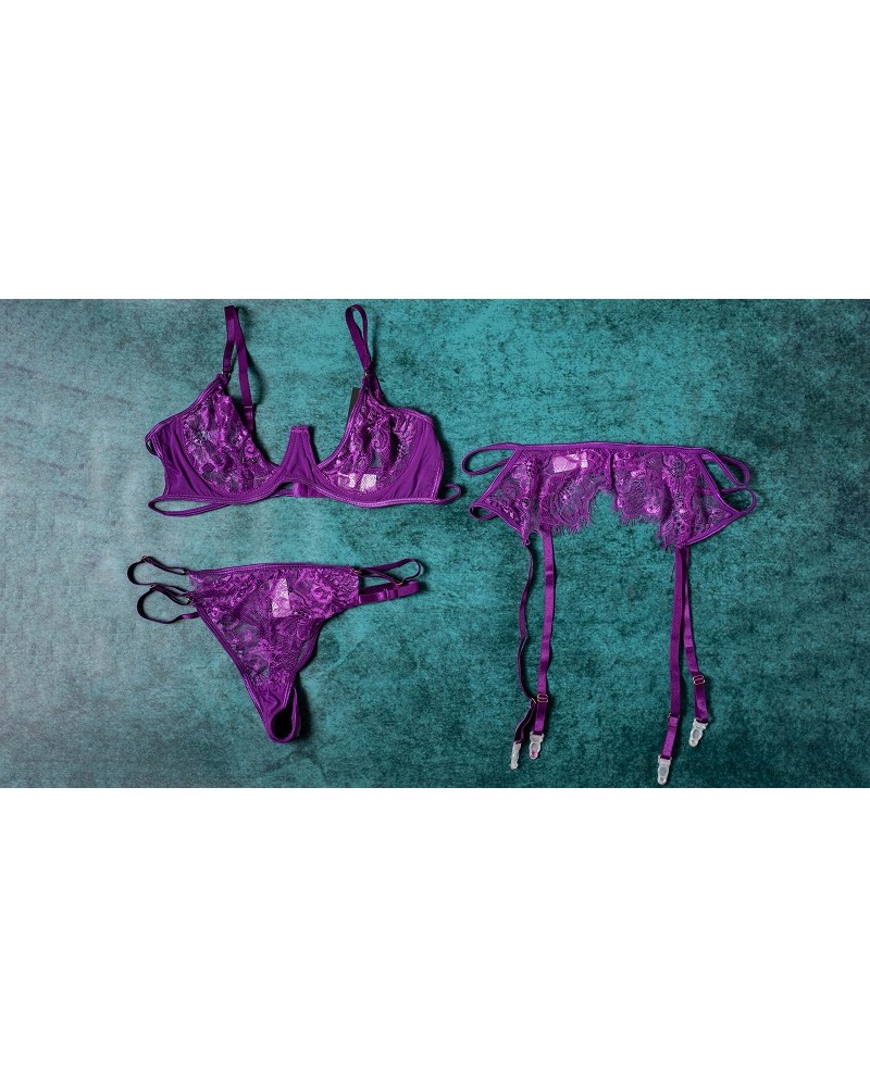 Ophelia's Dream Lingerie - Purple suspender set