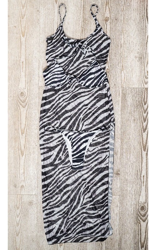 Ophelia's Dream Lingerie - Zebra set swimwear with maxi dress