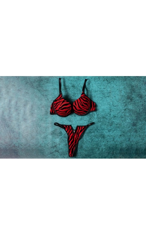 Ophelia's Dream Lingerie - Zebra Set Red