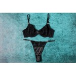 Ophelia's Dream Lingerie- Satin and Lace Set Black