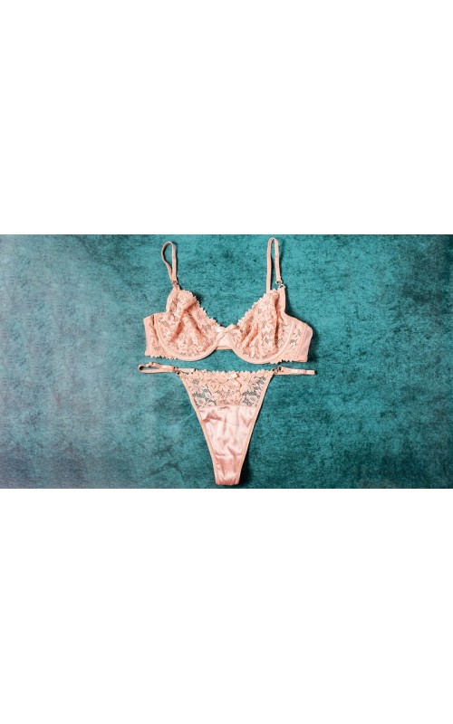 Ophelia's Dream Lingerie- Satin and Lace Set Salmon