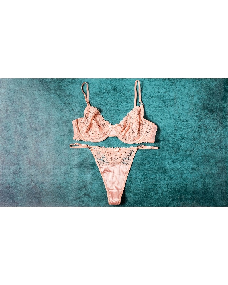 Ophelia's Dream Lingerie- Satin and Lace Set Salmon