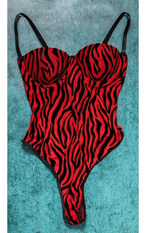 Ophelia's Dream Lingerie- Zebra Teddy Red
