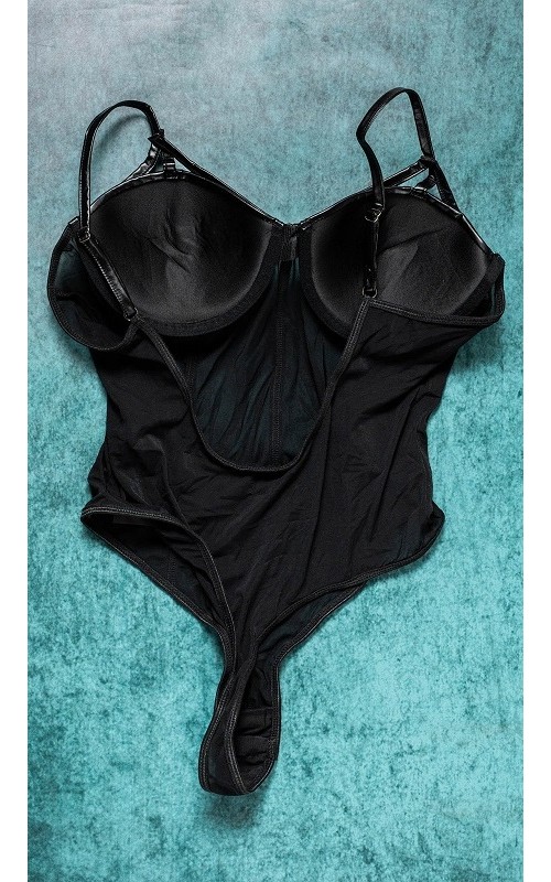 Ophelia's Dream Lingerie - Sheer bodysuit with leather details