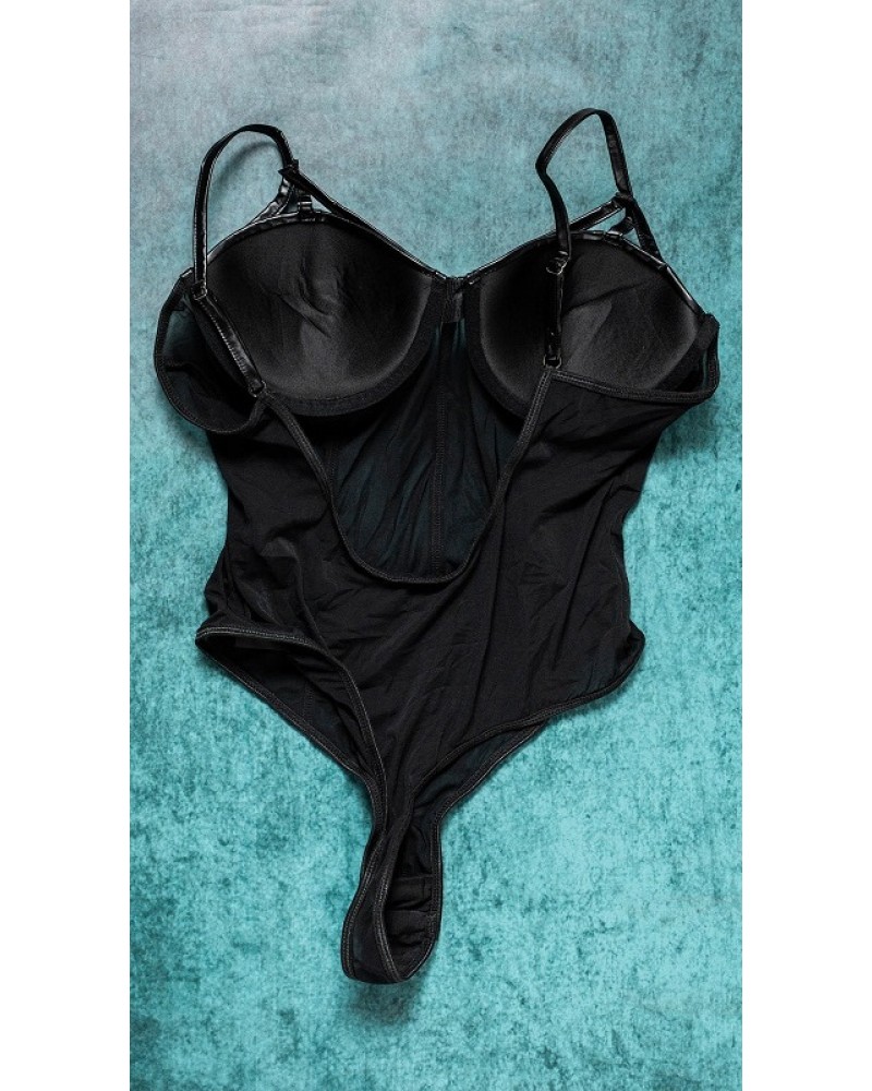 Ophelia's Dream Lingerie - Sheer bodysuit with leather details