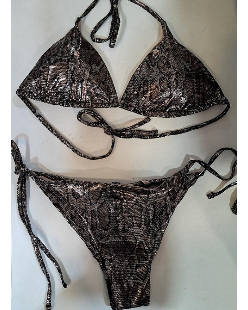 Ophelia's Dream Lingerie - Snake Shine Triangle Bikini Silver Ophelia's Dream Lingerie - Snake Shine Triangle Bikini Silver
