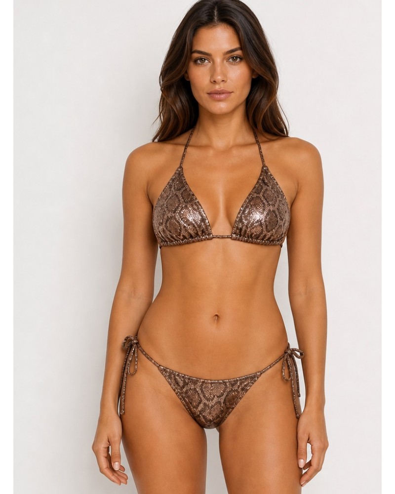 Ophelia's Dream Lingerie - Snake Shine Triangle Bikini Bronze Ophelia's Dream Lingerie - Snake Shine Triangle Bikini Bronze