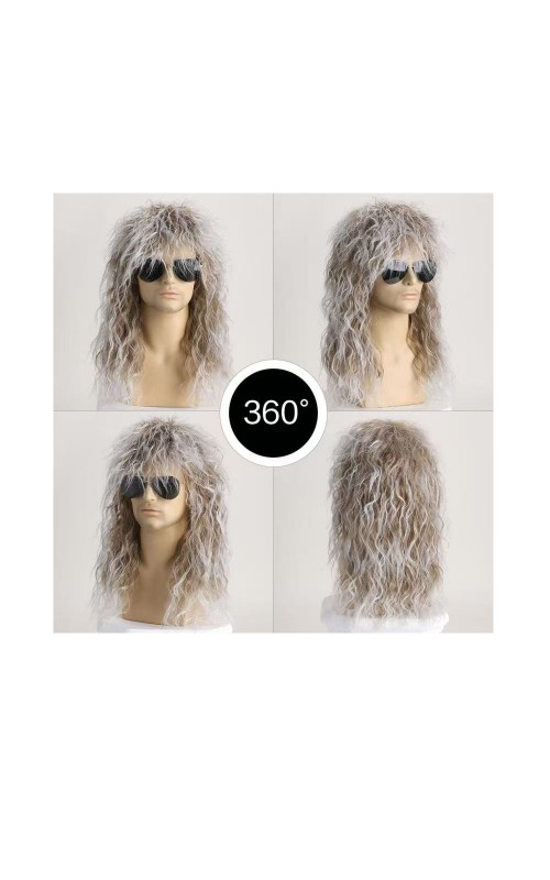 Ophelia's Dream Toys- Men's Rock Star Wig – 80s Heavy Metal Edition