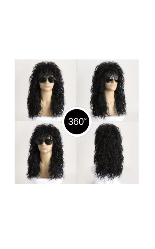 Ophelia's Dream Toys- Men's Rock Star Wig – Jet Black Edition