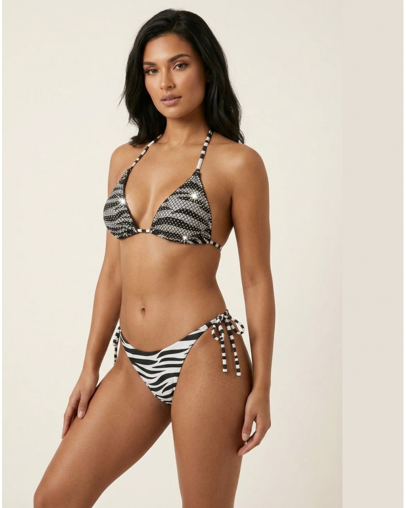 Ophelia's Dream Lingerie- Zebra Shiny Bikini White