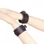 Ophelia's Dream Toys- Black cuffs with red stitching