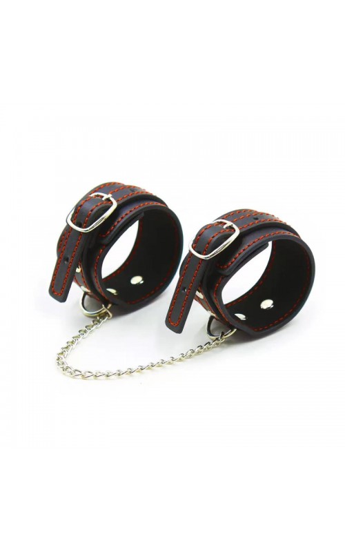 Ophelia's Dream Toys- Black cuffs with red stitching