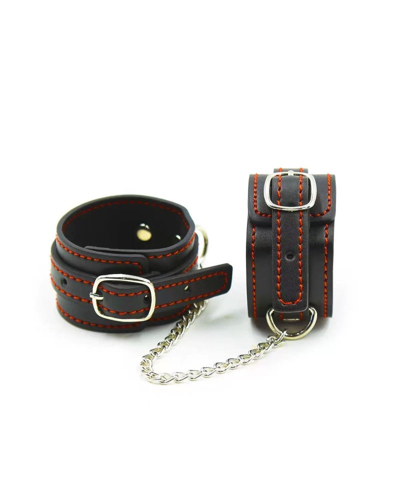 Ophelia's Dream Toys- Black cuffs with red stitching