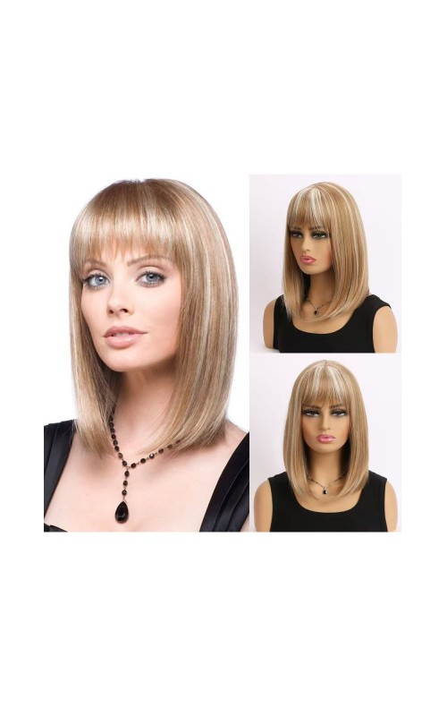Ophelia's Dream Toys- Bob Wig with Bangs – Blonde Highlights