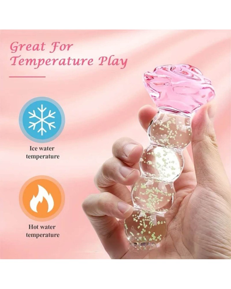 Ophelia's Dream Toys - Glass butt plug rose glow in the dark