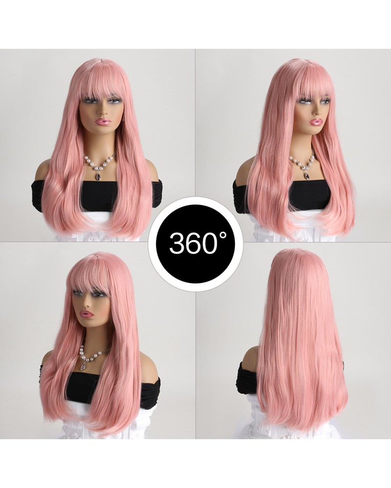 Ophelia's Dream Toys- Long Straight Pastel Pink Wig with Fringe Ophelia's Dream Toys- Long Straight Pastel Pink Wig with Fringe