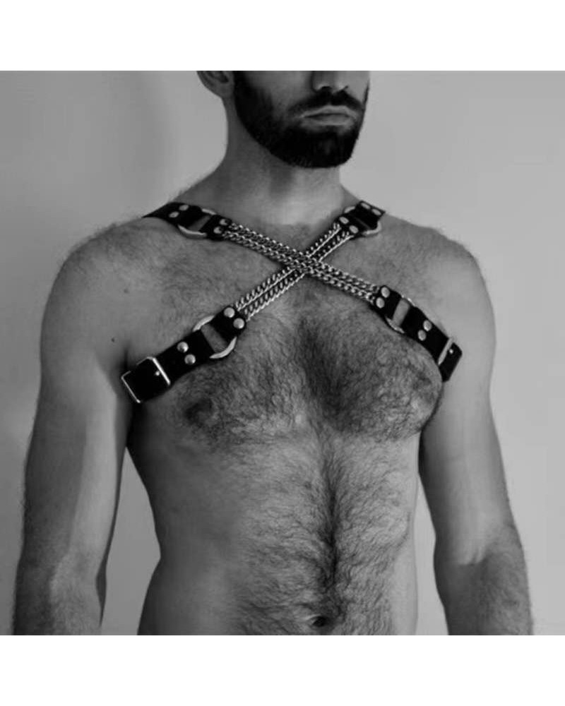 Ophelia's Dream Lingerie- Men’s Leather Chain Chest Harness Ophelia's Dream Lingerie- Men’s Leather Chain Chest Harness