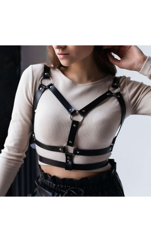 Ophelia's Dream Lingerie- Black faux leather body harness
