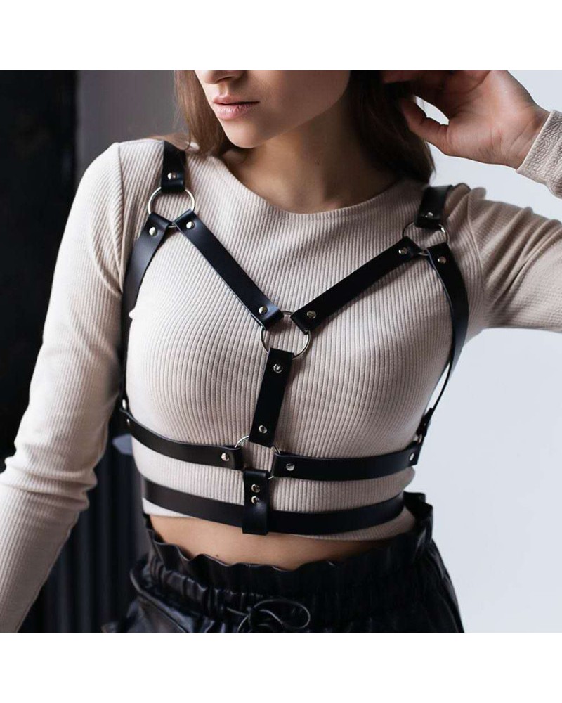 Ophelia's Dream Lingerie- Black faux leather body harness