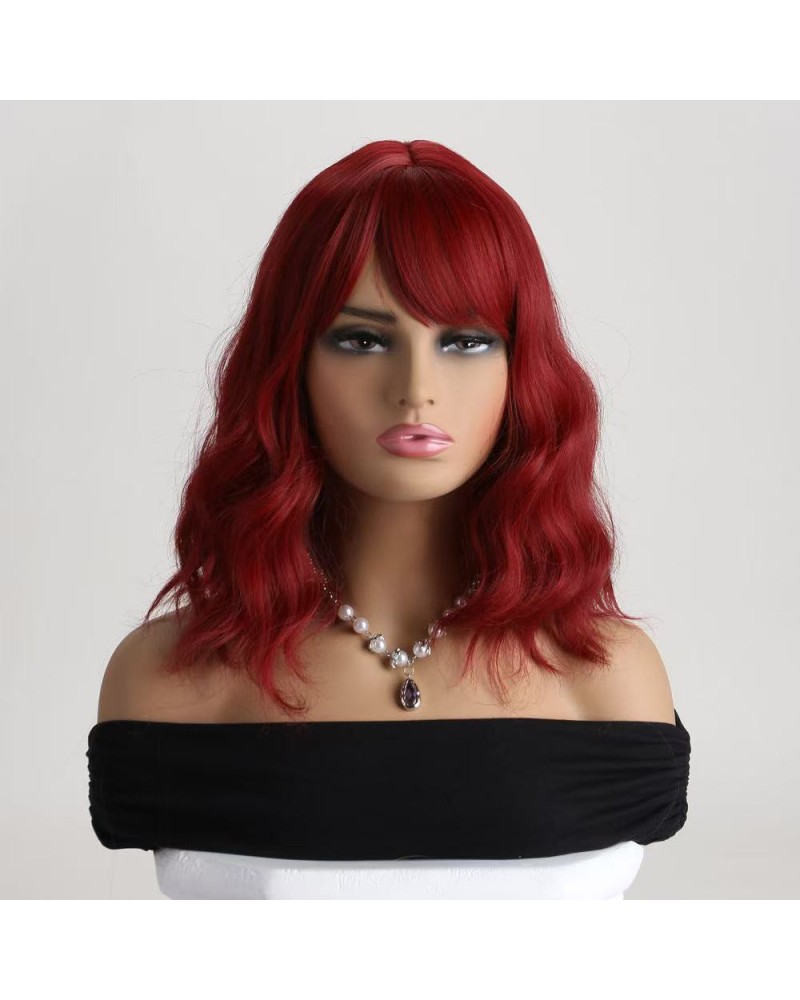 Ophelia's Dream Toys- Medium Length Wavy Dark Red Wig with Fringe Ophelia's Dream Toys- Medium Length Wavy Dark Red Wig with Fringe