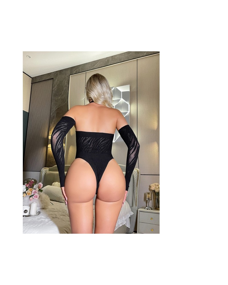 Ophelia's Dream Lingerie - Black zebra teddy with gloves