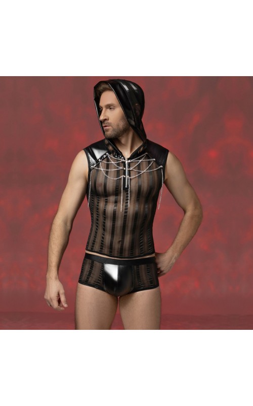 Ophelia's Dream Lingerie- Sheer and wetlook top with hood and shorts