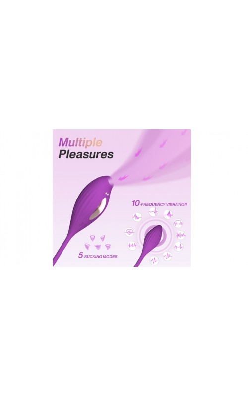 Ophelia's Dream Toys - Dual-Ended Vibrator with Suction & Magnetic USB Charging – Purple