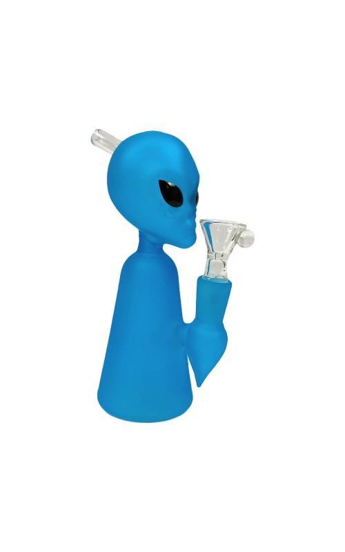 Alien Figure Blue Bong Thick Glass 17cm