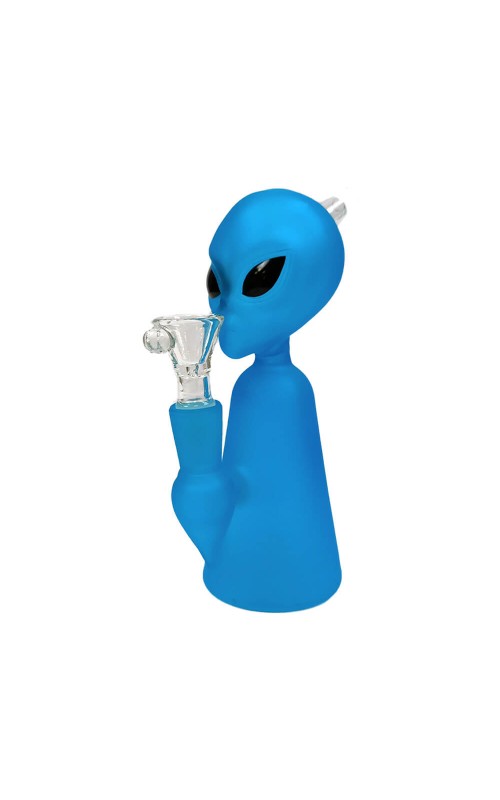 Alien Figure Blue Bong Thick Glass 17cm Alien Figure Blue Bong Thick Glass 17cm