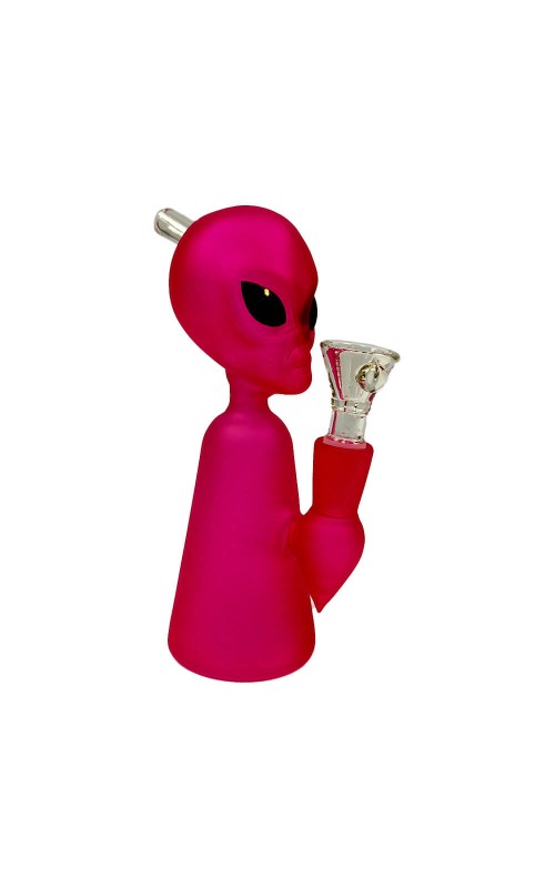 Alien Figure Pink Bong Thick Glass 17cm