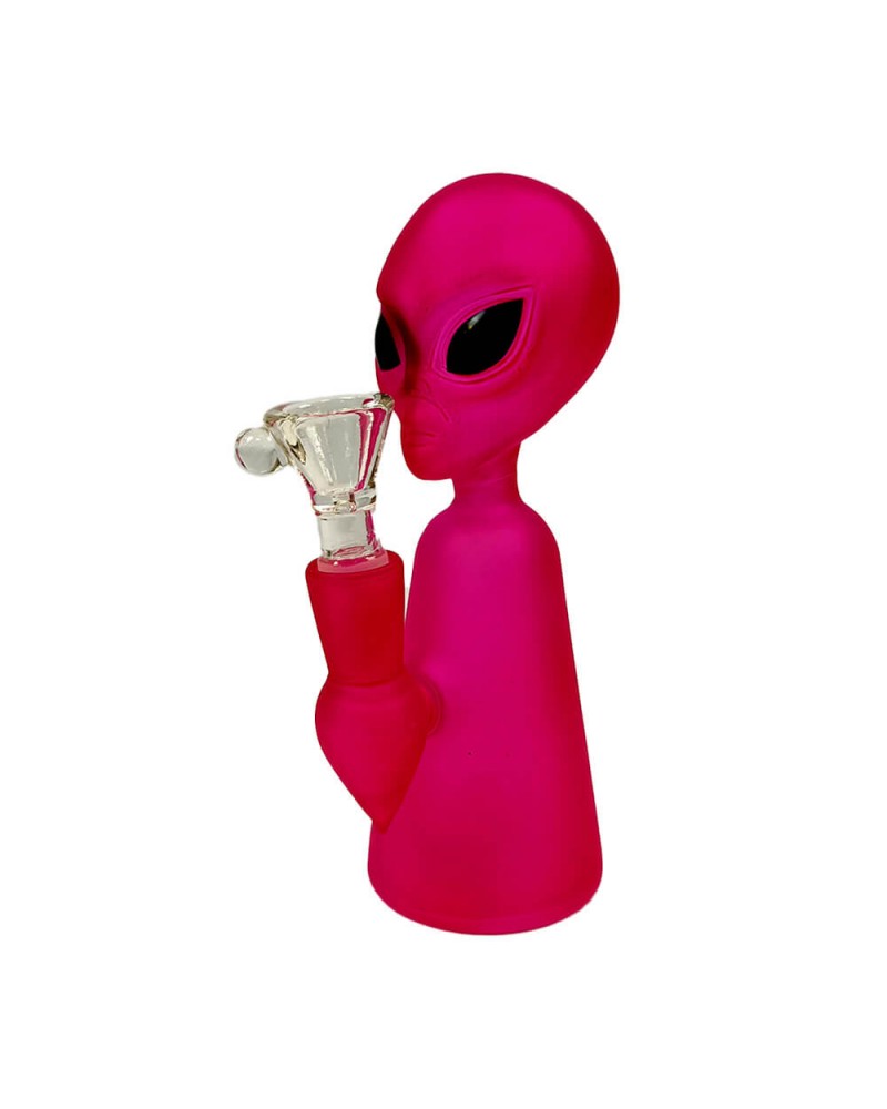 Alien Figure Pink Bong Thick Glass 17cm