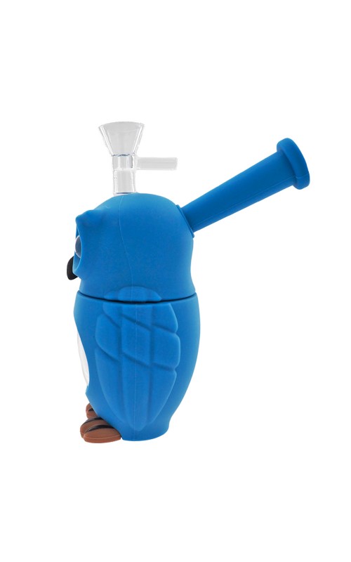 Owl Glass-Silicone Bong Blue 16cm