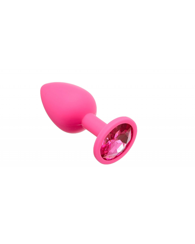 Ophelia's Dream Toys - Pink Silicone Anal Plug Pink Rhinestone - Medium