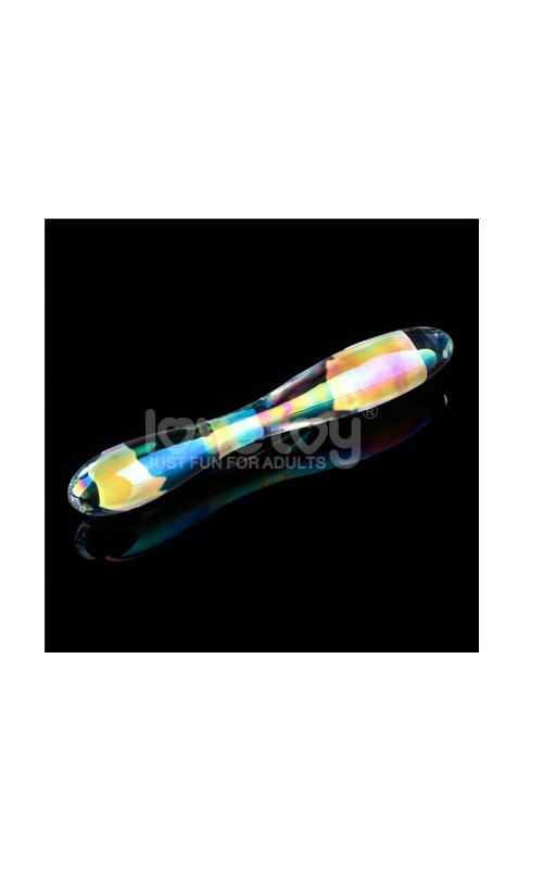 LOVETOY Glow in the Dark Glass Dildo Twilight Gleam Double Delight