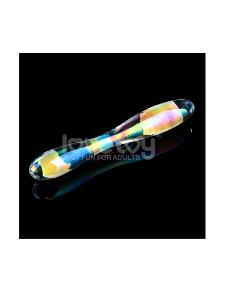 LOVETOY Glow in the Dark Glass Dildo Twilight Gleam Double Delight