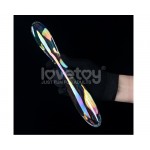 LOVETOY Glow in the Dark Glass Dildo Twilight Gleam Double Delight