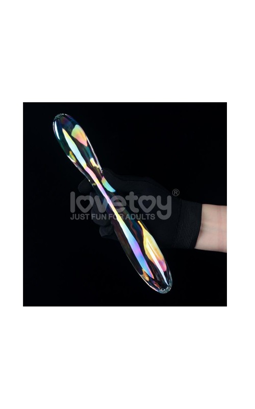 LOVETOY Glow in the Dark Glass Dildo Twilight Gleam Double Delight