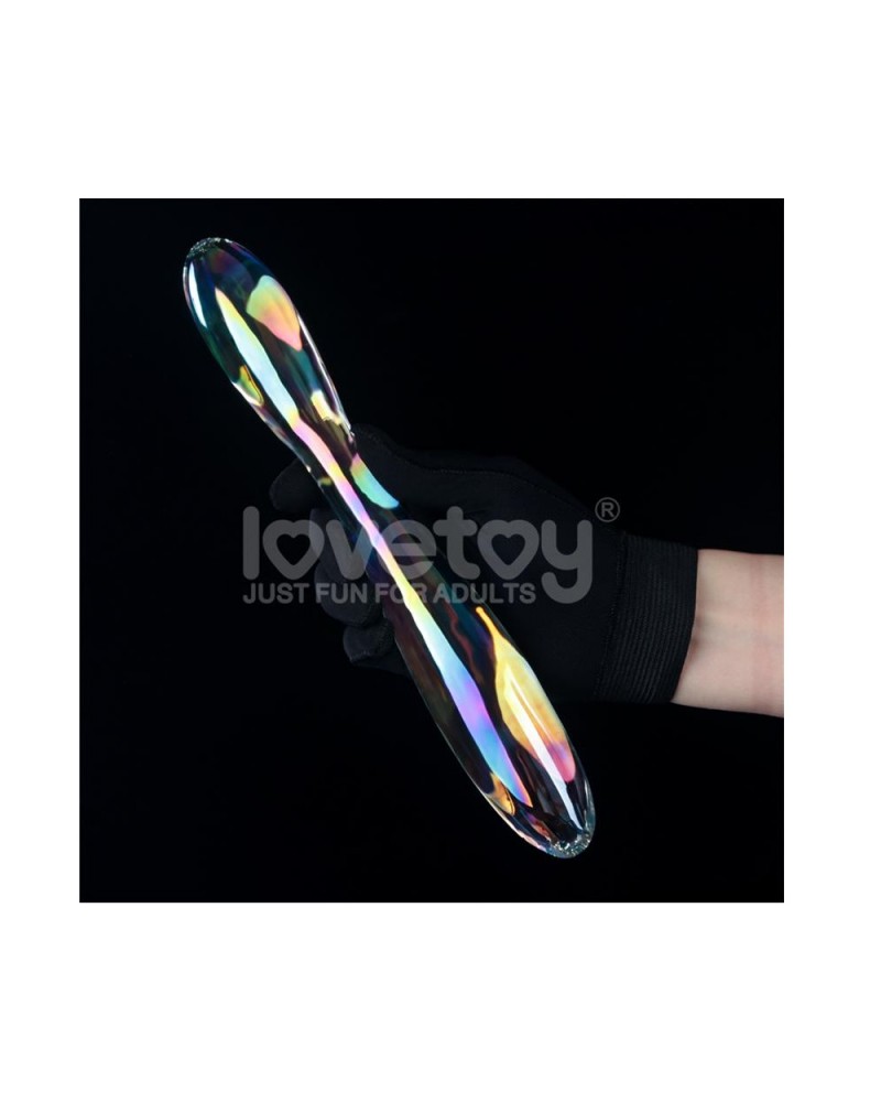LOVETOY Glow in the Dark Glass Dildo Twilight Gleam Double Delight