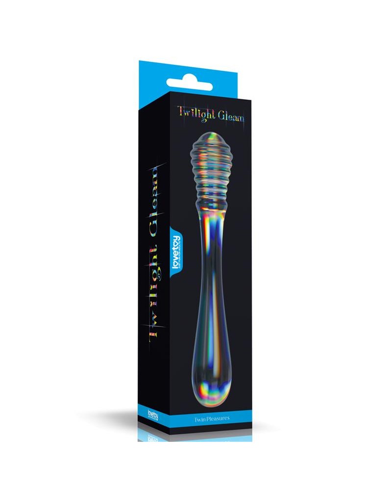 LOVETOY- GLow in the Dark Glass Dildo Twilight Gleam Twin Pleasures