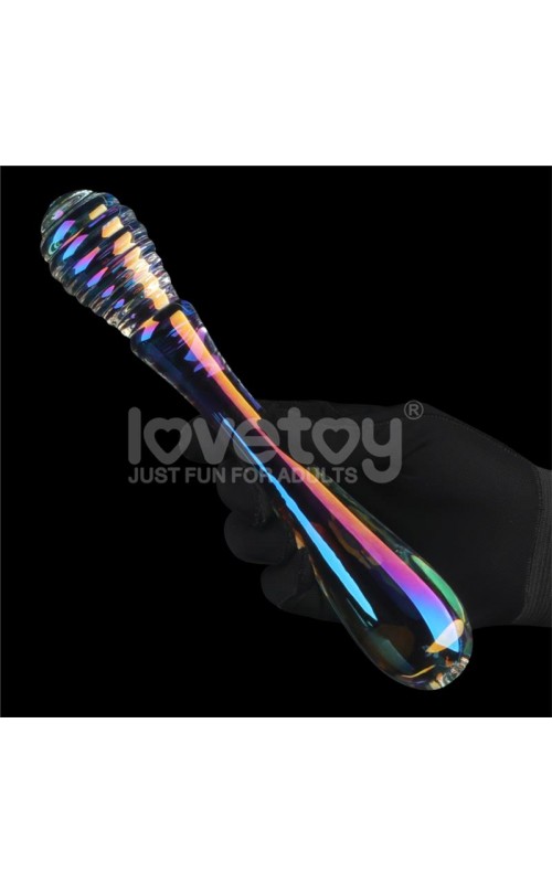 LOVETOY- GLow in the Dark Glass Dildo Twilight Gleam Twin Pleasures