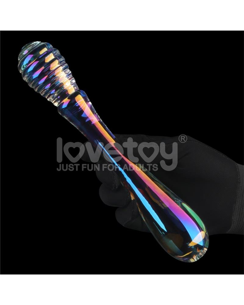 LOVETOY- GLow in the Dark Glass Dildo Twilight Gleam Twin Pleasures
