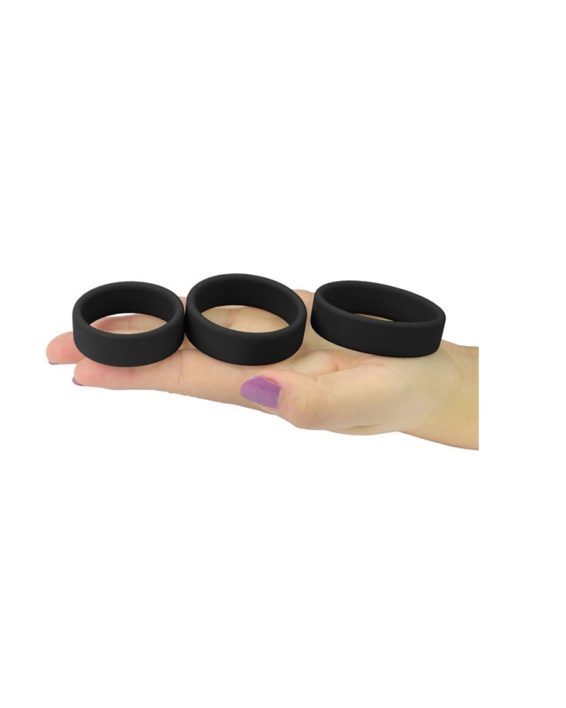 LOVETOY Pack of 3 Penis Ring Power Ring Black