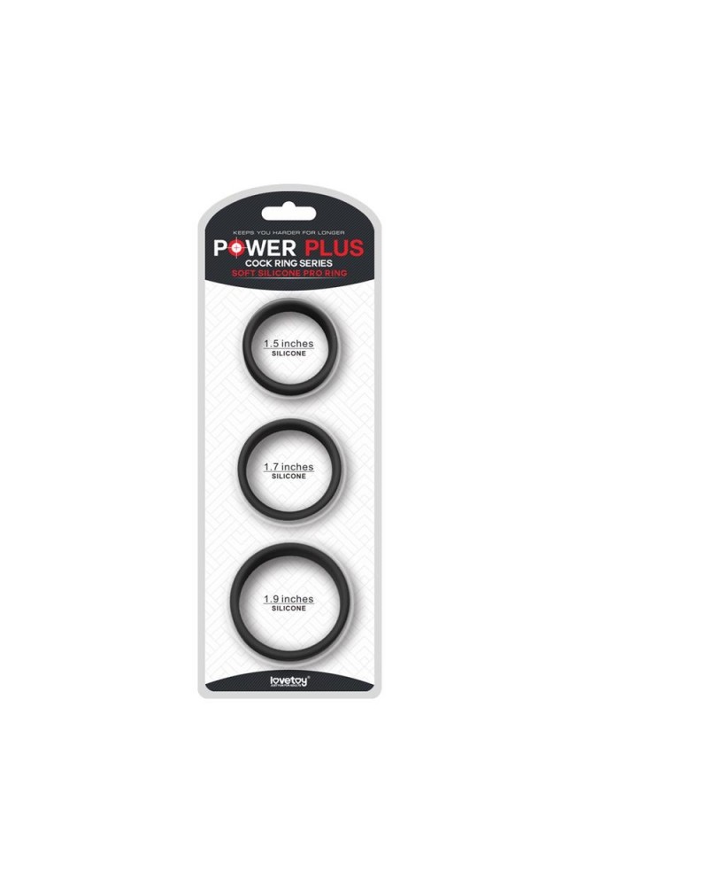 LOVETOY Pack of 3 Penis Ring Power Ring Black