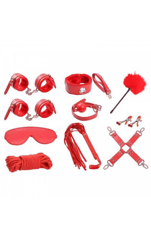 Bondage Set 10 Pieces Red	